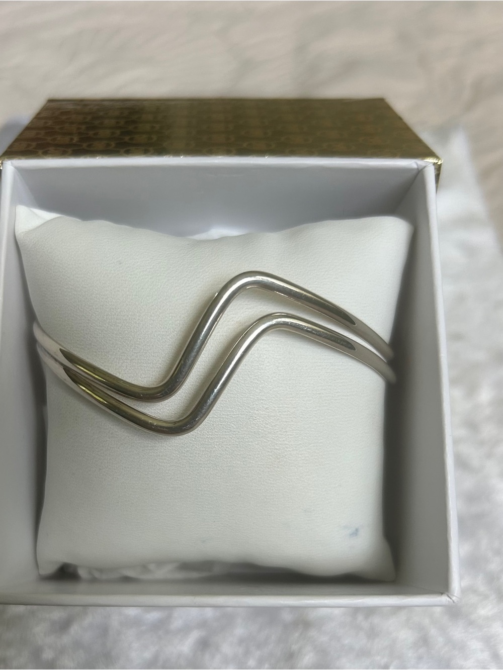 🍀925 Sterling Silver Double Wave Cuff Bracelet